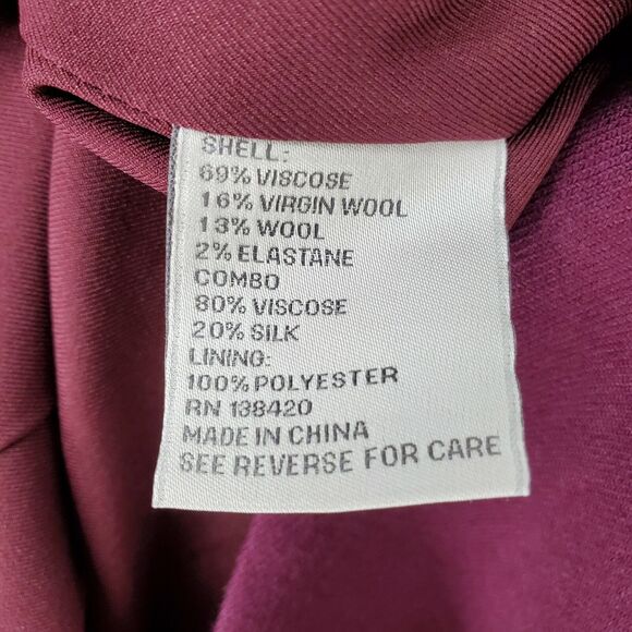 New Carlisle Collection Womens Blazer Jacket Wool Blend Concord Burgundy Size 8 - Picture 4 of 4